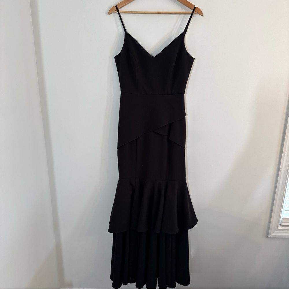 Posh Couture Ruffle Gown Black Size M